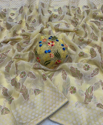 Beautiful 60 Gram Foil Print Embroidery Net Saree SA126-1735