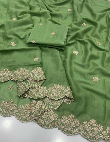 Star Georgette Saree with Embroidery Work SA126-1741