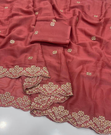 Star Georgette Saree with Embroidery Work SA126-1744