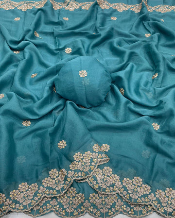 Star Georgette Saree with Embroidery Work SA126-1743