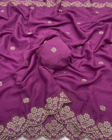 Star Georgette Saree with Embroidery Work SA126-1745