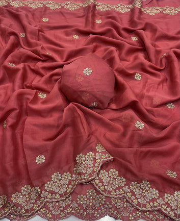 Star Georgette Saree with Embroidery Work SA126-1744