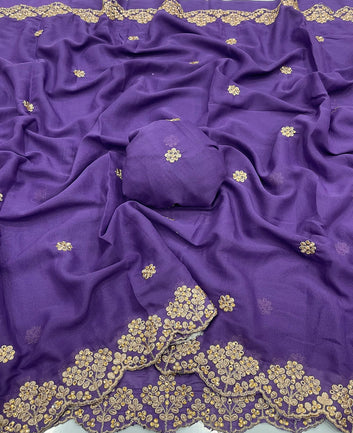 Star Georgette Saree with Embroidery Work SA126-1742