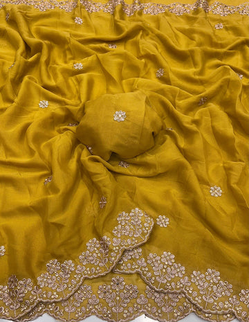 Star Georgette Saree with Embroidery Work SA126-1746