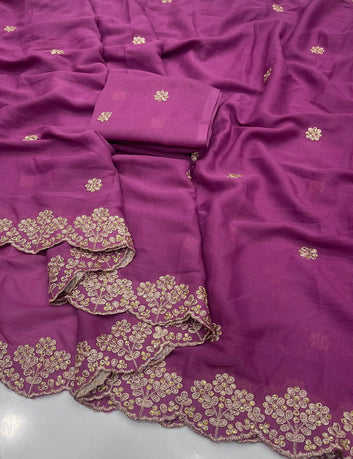 Star Georgette Saree with Embroidery Work SA126-1745