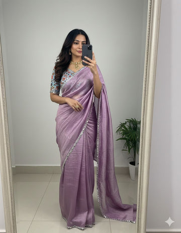 Gold Crush Saree with Heavy Mirror LaceSA126-1737
