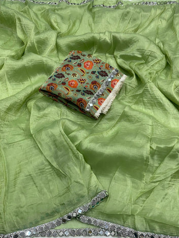 Gold Crush Saree with Heavy Mirror LaceSA126-1738