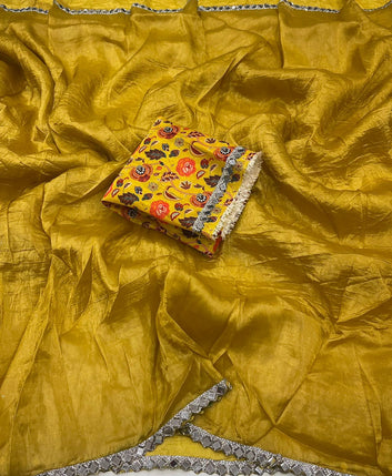Gold Crush Saree with Heavy Mirror LaceSA126-1739