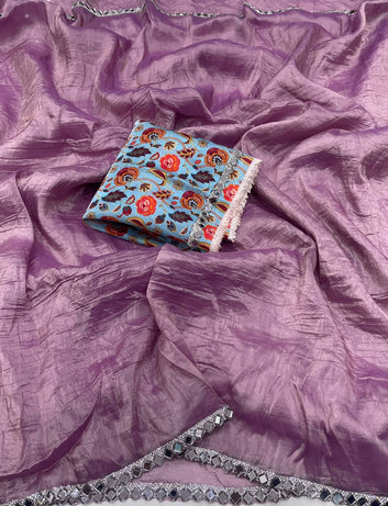 Gold Crush Saree with Heavy Mirror LaceSA126-1737