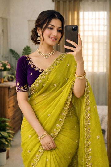 Crunchy Chiffon Crush Silk Saree SA126-1732