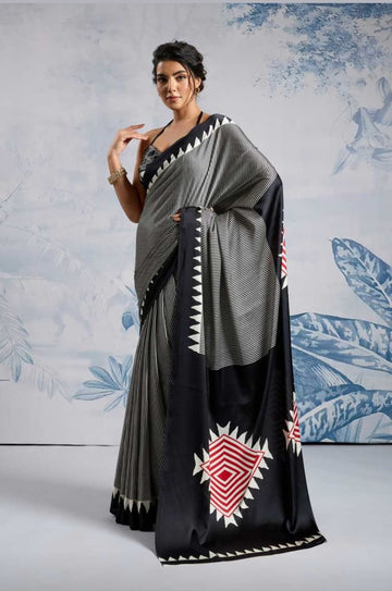 Original Ajrakh Saree with Digital Print SA126-1797