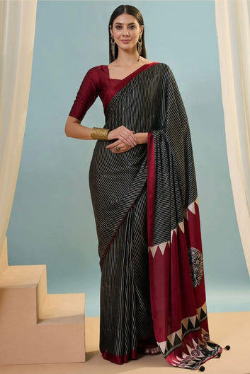 Original Ajrakh Saree with Digital Print SA126-1789