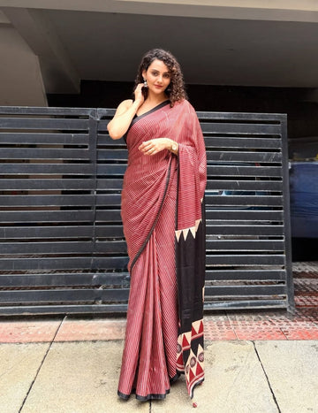 Original Ajrakh Saree with Digital Print SA126-1793