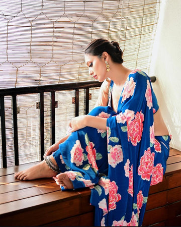 Original Ajrakh Saree with Digital Print SA126-1828