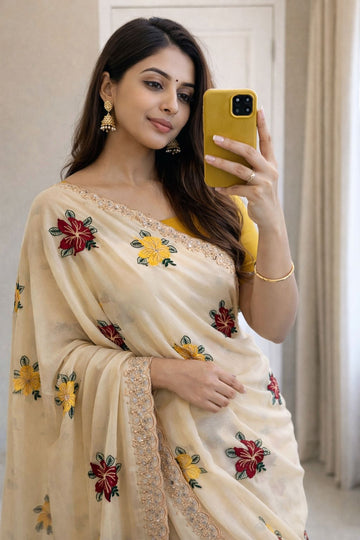 🔥Trending Saree ! Star Georgette Saree SA326-1865