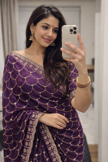 🔥Trending Saree ! Moss Satin Dual Shade Saree SA326-1870
