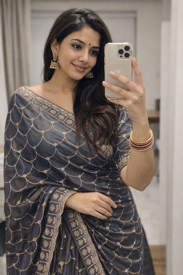 🔥Trending Saree ! Moss Satin Dual Shade Saree SA326-1868