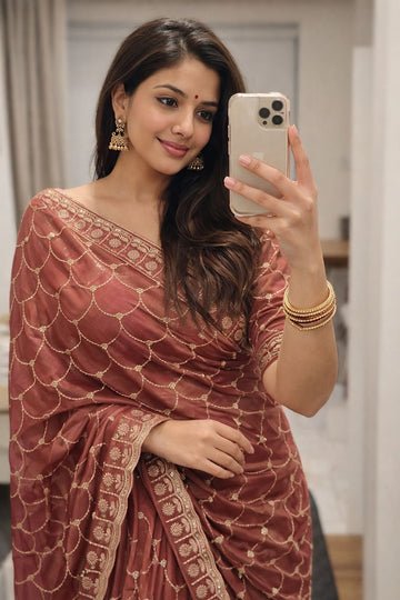 🔥Trending Saree ! Moss Satin Dual Shade Saree SA326-1869