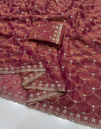 🔥Trending Saree ! Moss Satin Dual Shade Saree SA326-1866