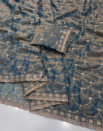 🔥Trending Saree ! Moss Satin Dual Shade Saree SA326-1868