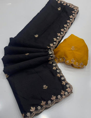 Trending Saree Look | Pure Chinon Saree  SA326-1873