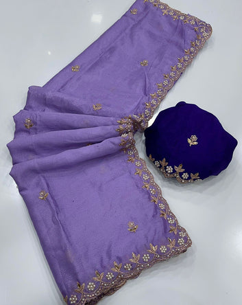 Trending Saree Look | Pure Chinon Saree  SA326-1875