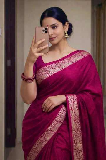 Most Selling Saree  | Viscose Chinon Weaving Pattern Saree SA326-1934