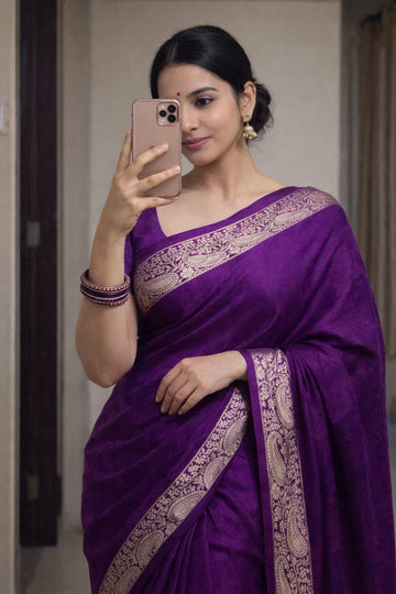 Most Selling Saree  | Viscose Chinon Weaving Pattern Saree SA326-1936