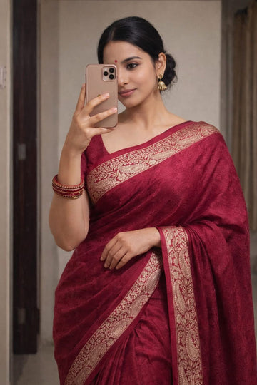 Most Selling Saree  | Viscose Chinon Weaving Pattern Saree SA326-1938