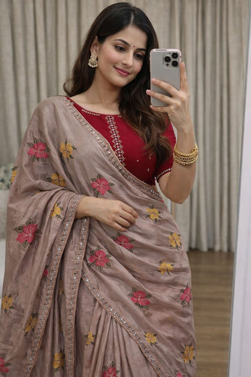 Most Selling Saree  | Soft Chinon Silk Saree SA326-1911