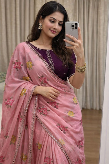 Most Selling Saree  | Soft Chinon Silk Saree SA326-1914