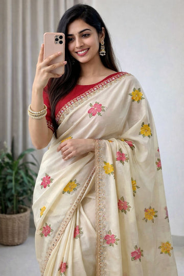 Most Selling Saree  | Soft Chinon Silk Saree SA326-1912