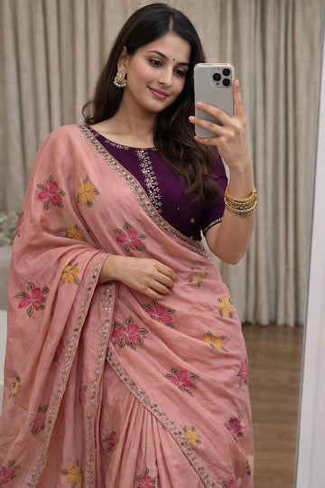Most Selling Saree  | Soft Chinon Silk Saree SA326-1913