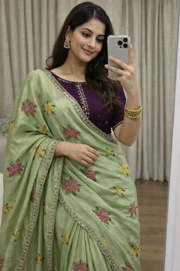 Most Selling Saree  | Soft Chinon Silk Saree SA326-1915