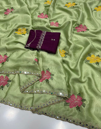 Most Selling Saree  | Soft Chinon Silk Saree SA326-1915