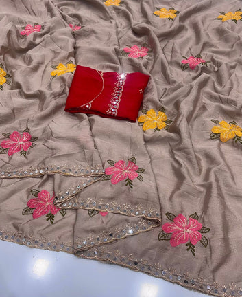 Most Selling Saree  | Soft Chinon Silk Saree SA326-1911