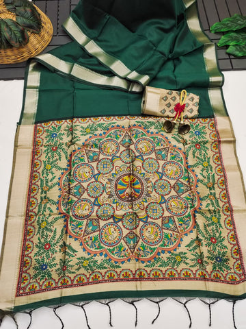 Wedding Special Saree  | Madhubani Hand Print Pallu  SA326-1965