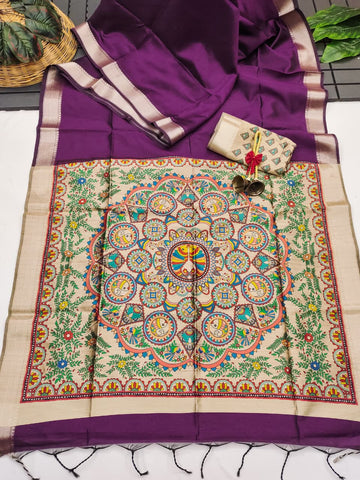 Wedding Special Saree  | Madhubani Hand Print Pallu  SA326-1964