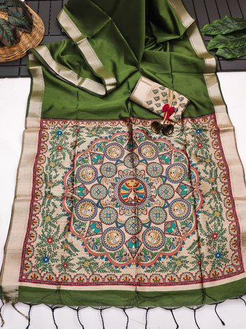 Wedding Special Saree  | Madhubani Hand Print Pallu  SA326-1969