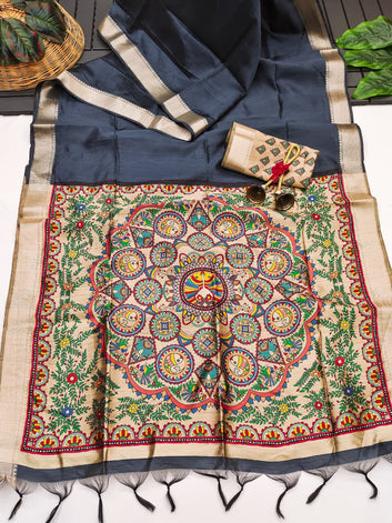 Wedding Special Saree  | Madhubani Hand Print Pallu  SA326-1966