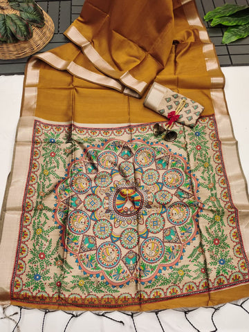 Wedding Special Saree  | Madhubani Hand Print Pallu  SA326-1967