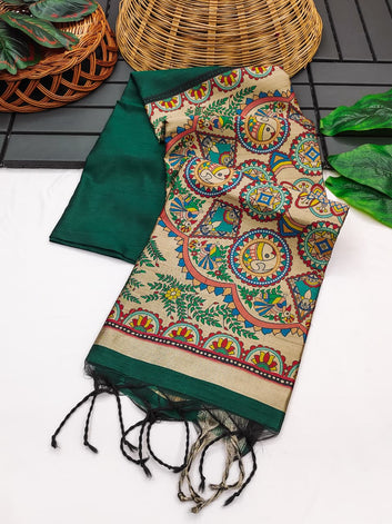 Wedding Special Saree  | Madhubani Hand Print Pallu  SA326-1965