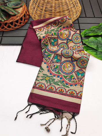 Wedding Special Saree  | Madhubani Hand Print Pallu  SA326-1968