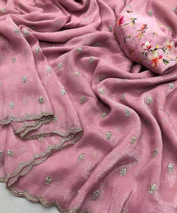 Georgette Crush Embroidery Butti Saree SA826-2120