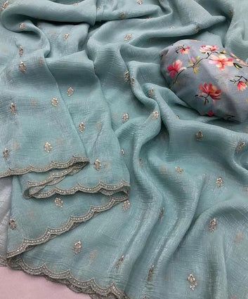 Georgette Crush Embroidery Butti Saree SA826-2119