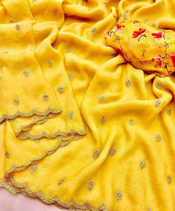 Georgette Crush Embroidery Butti Saree SA826-2122