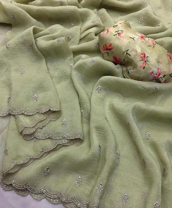 Georgette Crush Embroidery Butti Saree SA826-2121