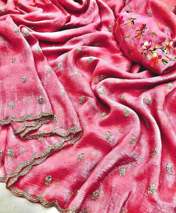 Georgette Crush Embroidery Butti Saree SA826-2124