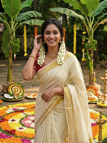 Onam Special Linen Saree SA826-2053