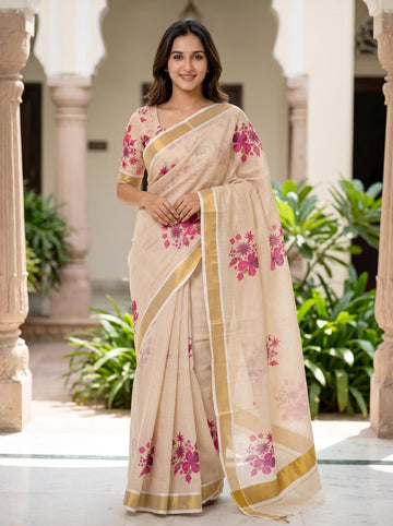 Onam Special Linen Saree SA826-2044
